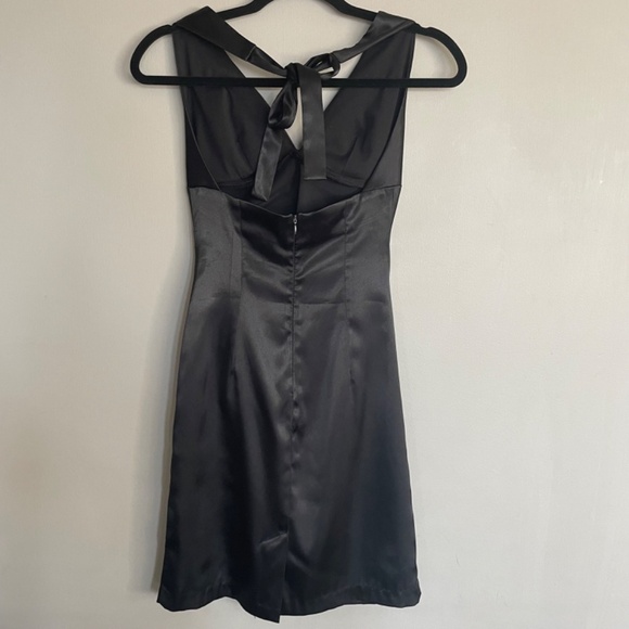 Y2K Black Satin Mini Dress Size 3/4 - Picture 5 of 8